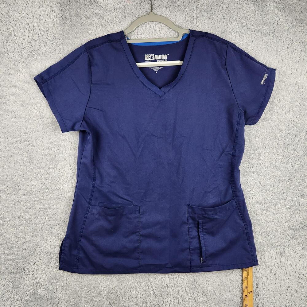 Greys Anatomy Active Shirt Womens Large Blue Scrub Pocket Workwear Medical Barco